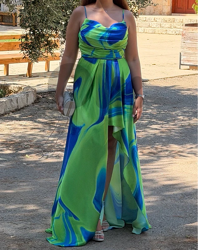 Blue/green colorful maxi