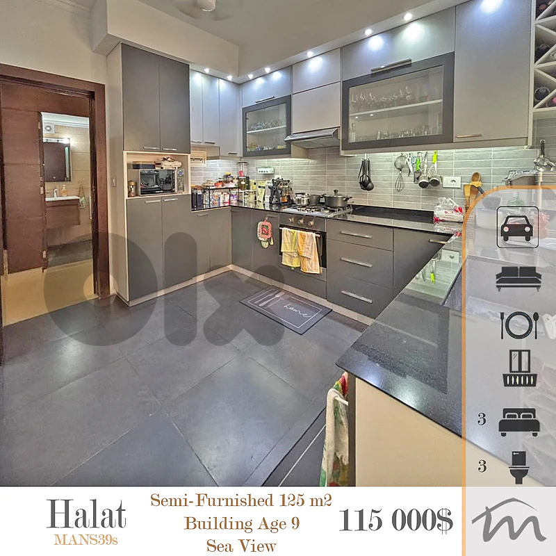 Halat | Semi-Furnished 3 Bedrooms Apart | Building Age 9 | Sea View