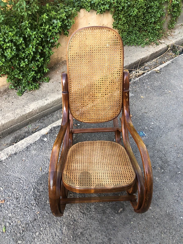 vintage bamboo rocking chair . 110$