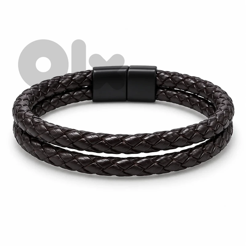 Men’s Brown Braided Multilayer Leather Bracelet