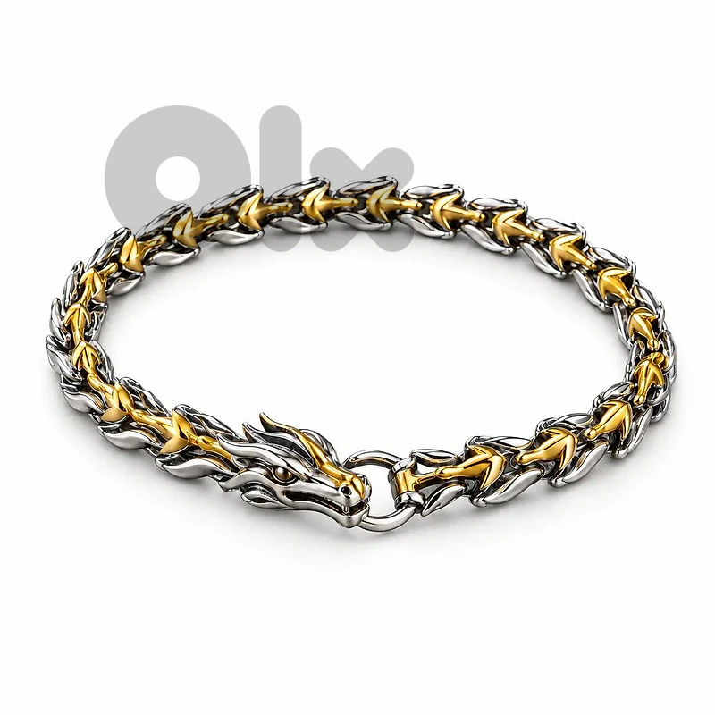 Men’s Two-Tone Dragon Chain Bracelet