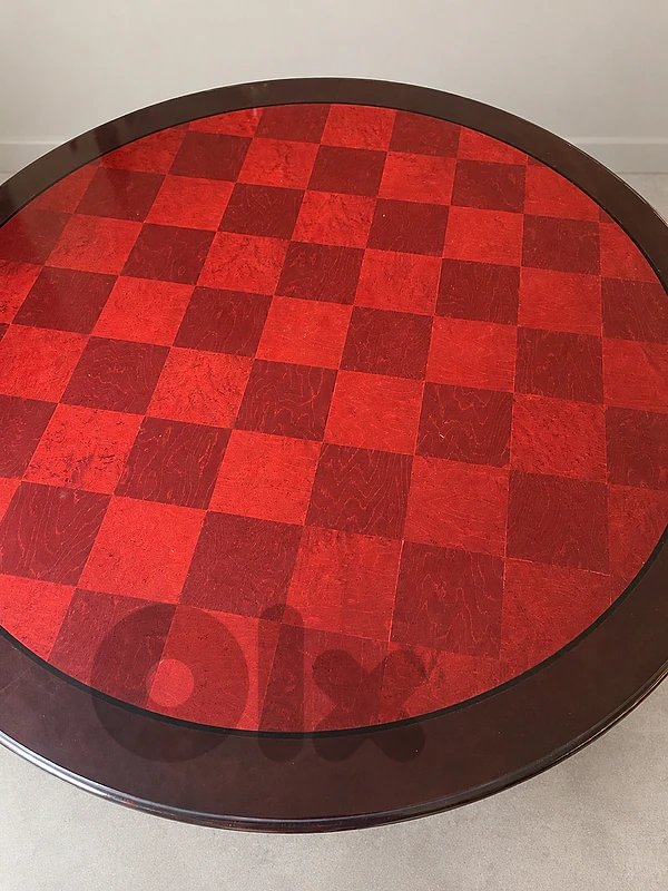 Round Playing-Card Table for 4 with Pull-Out Trays