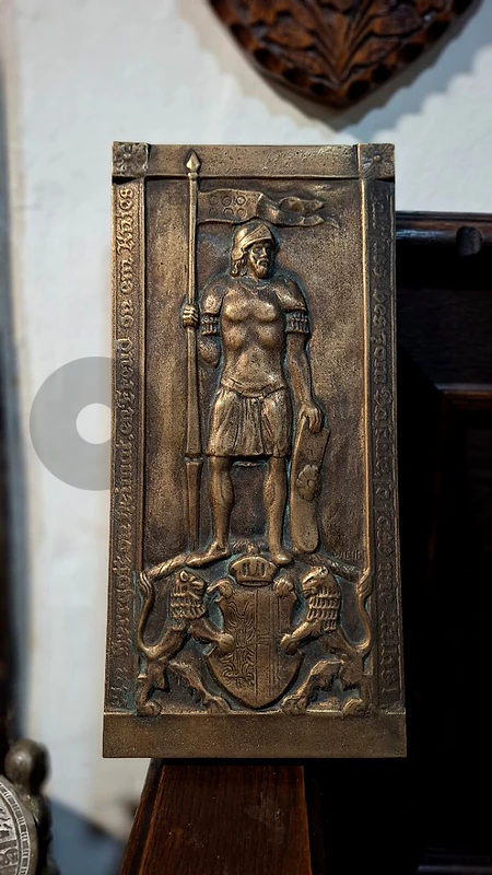 Bronze Heraldic Warrior Plaque - Late 19th C. (Signed)