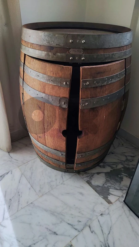Authentic French oak wine barrel cabinet