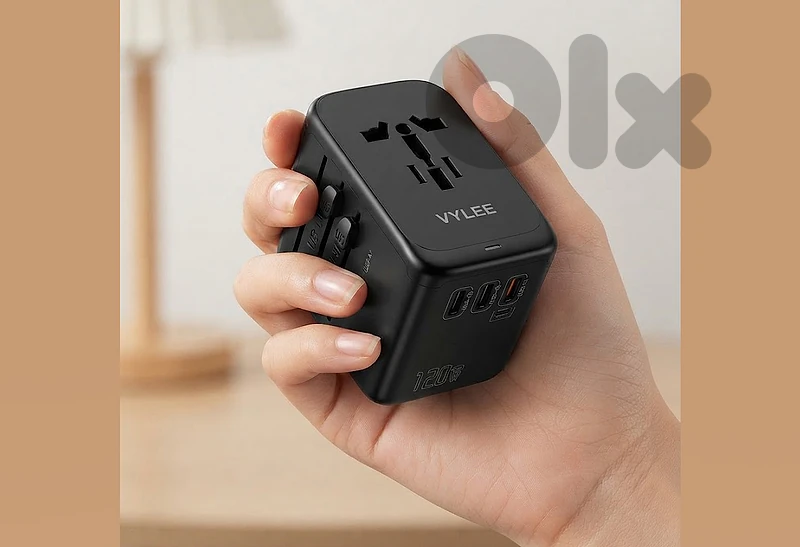 2 Universal Travel Adapters (120W) 4 Plugs, 4 USB-C & 1 USB-A Ports
