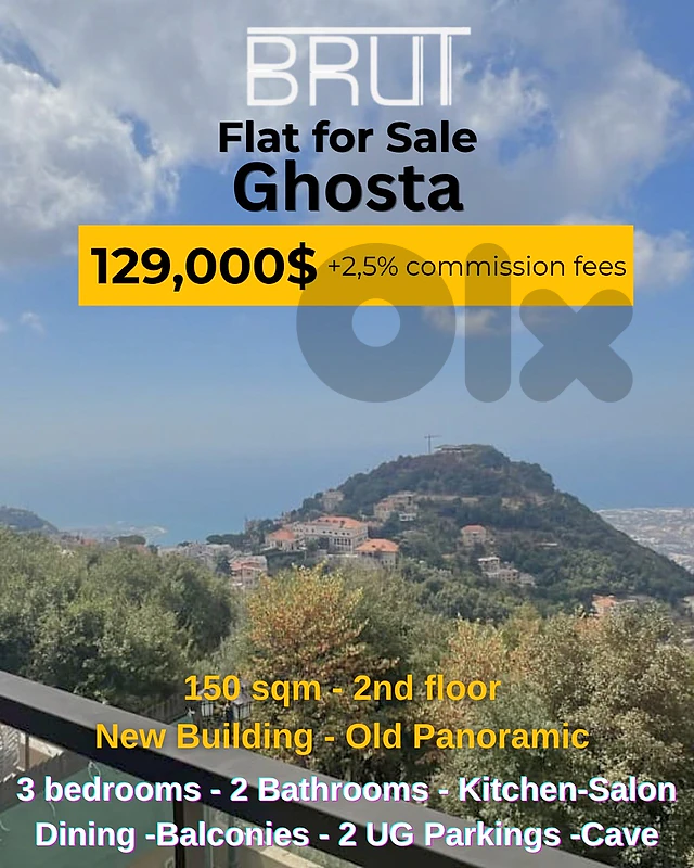 Amazing 150 sqm Brand mew aprtment for sale in Ghosta Keserwan