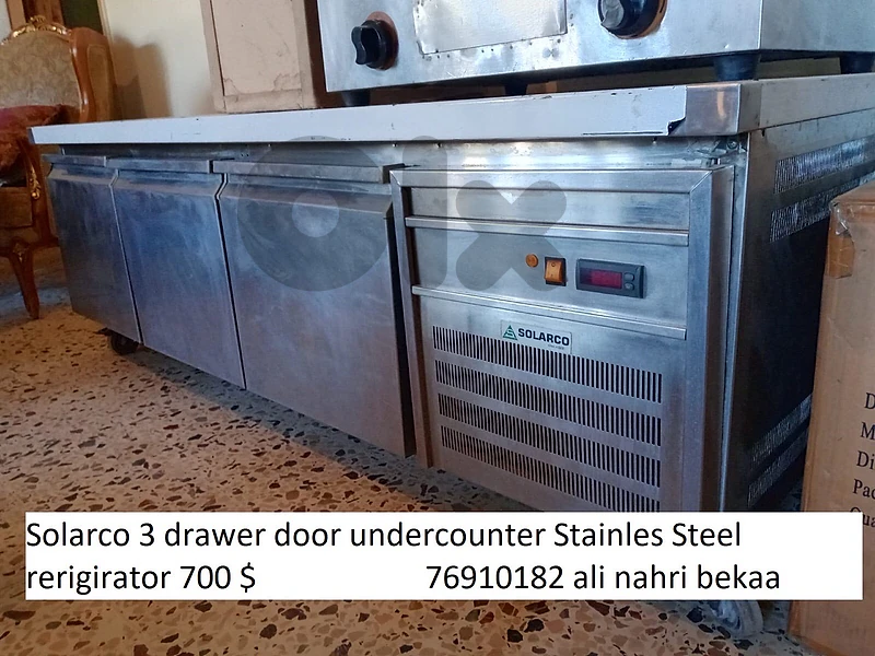 Solarco 3 drawer door undercounter stainless steel refrigirator