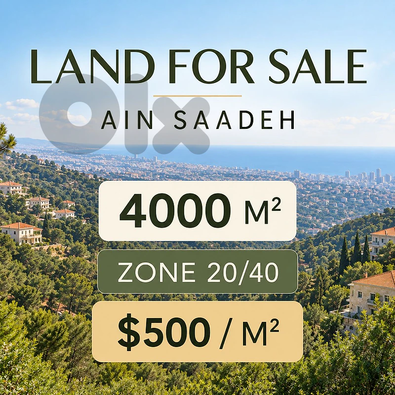 Land for sale Ain Saadeh أرض للبيع عين سعادة