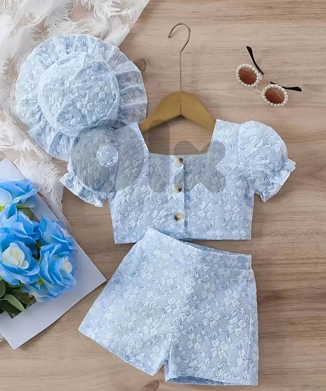 Baby Girl's 2pcs Floral Jacquard Elegant Outfit
