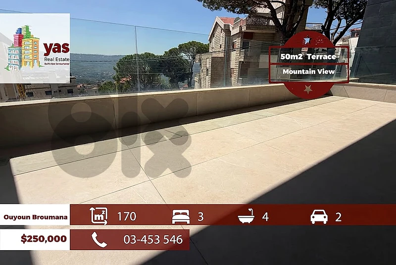 Ouyoun Broumana 170m2 | 50m2 Terrace| Brand New|Astonishing View | TCH