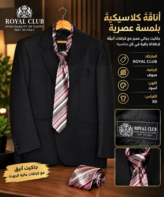 جاكيت رسمي  royal club قياس 50 بسعر 40$