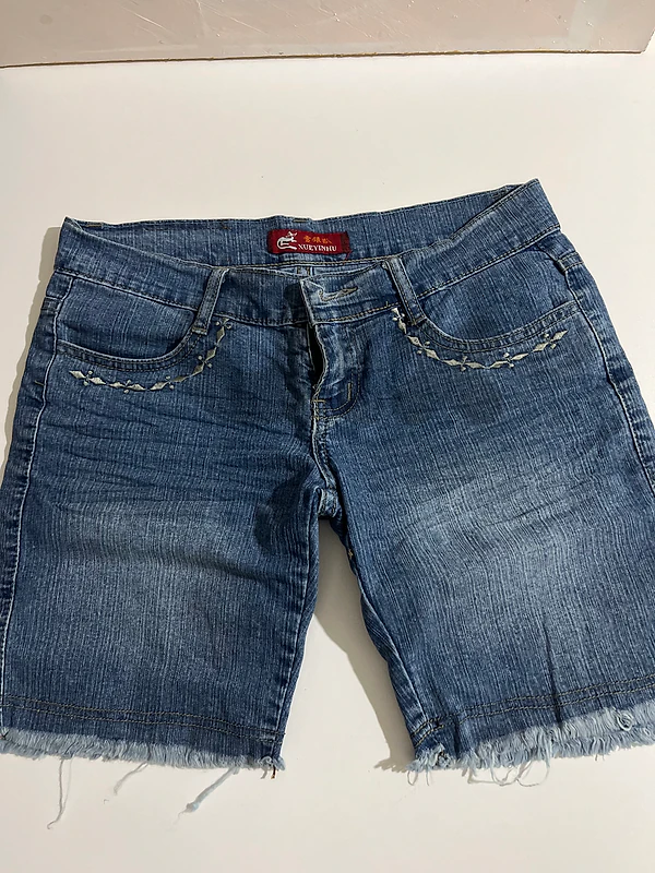 Vintage Xueyinhu Embroidered Dragon Denim Shorts | Raw Hem Jorts