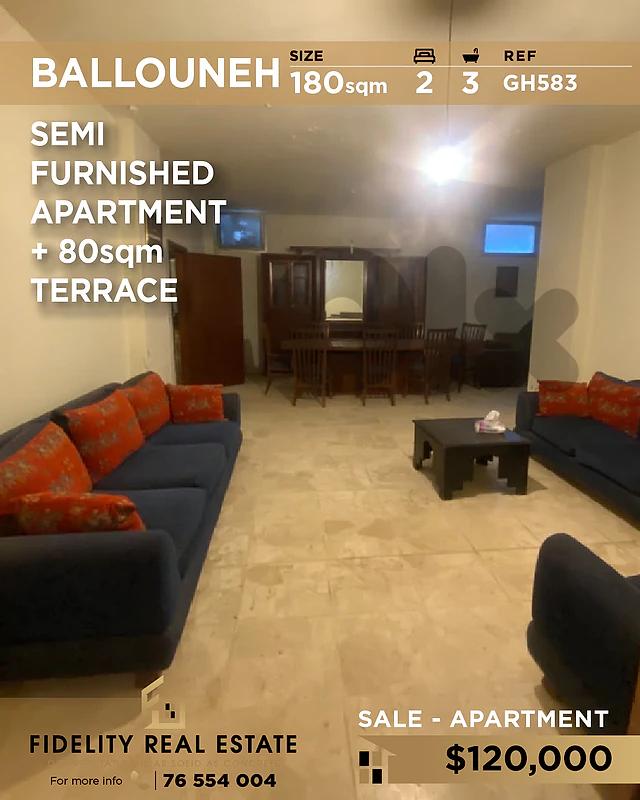 Apartment for sale in Ballouneh GH583 شقة  للبيع في بلونة،