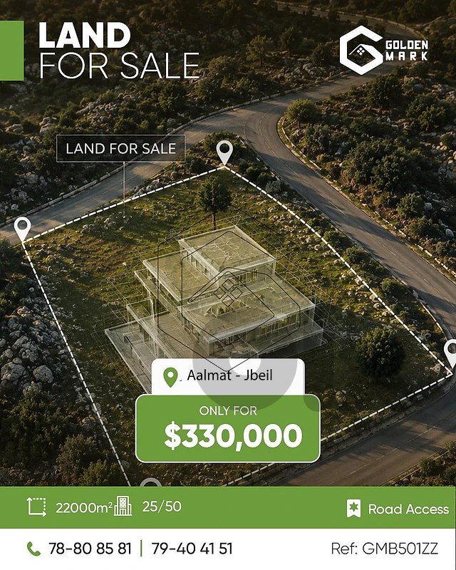 GMB501ZZ -   Land For Sale In Almat - Jbeil  - أرض للبيع في علمّات -
