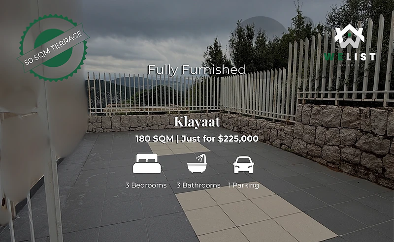 Apartment with Terrace for sale in Klayaat شقة مع تراس للبيع في قليعات
