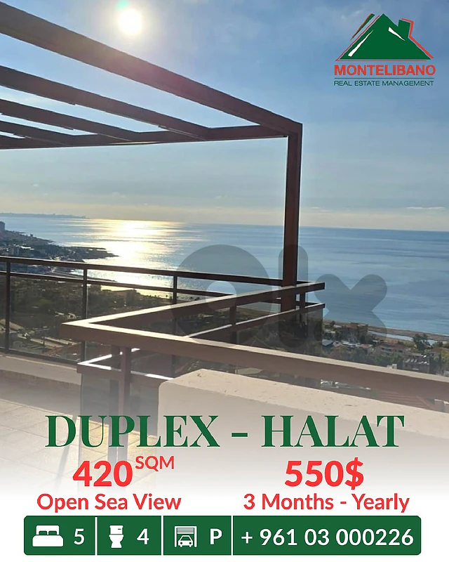 420 sqm Duplex For Rent in Halat حالات with Open Sea View
