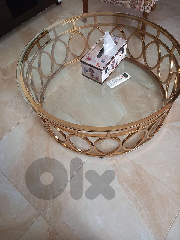 Round Golden Table, Glass top