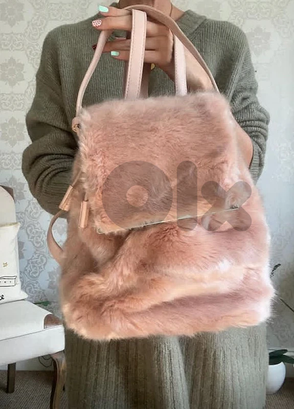 zara fluffy faux fur pink bag