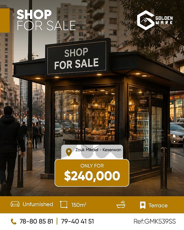 GMK539SS  Shop For Sale In Zouk Mikael -   محل للبيع زوق مكايل