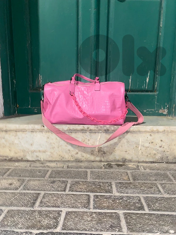 pink duffle bag