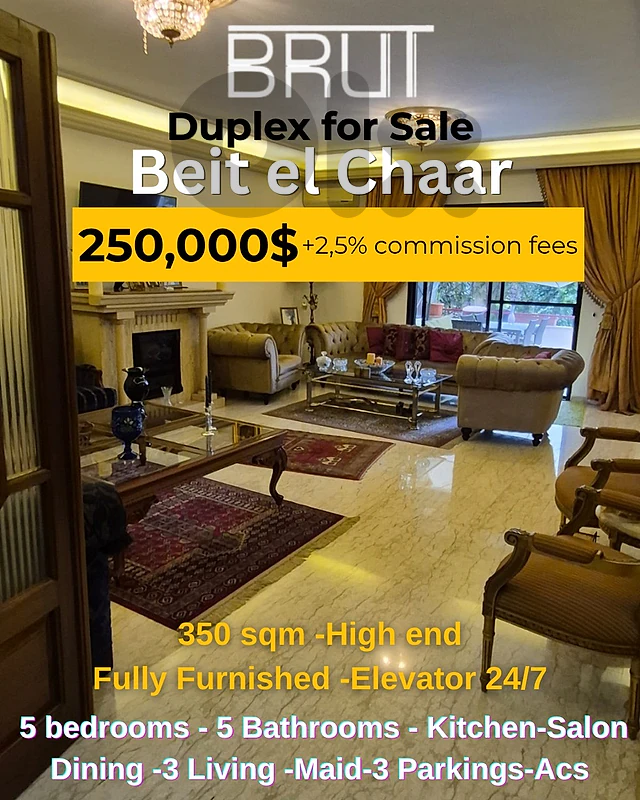 Luxurious 350 sqm Fully Furnished Duplex for sale in beit el chaar Luxurious 350 sqm Fully Furnished Duplex for sale in beit el chaar
