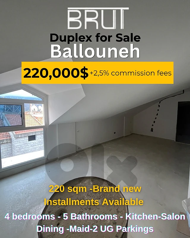 Duplex for sale in Ballouneh with installment plan -Brand new