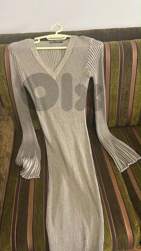 Womens Winter Dress Long Sleeve Beige Elegant