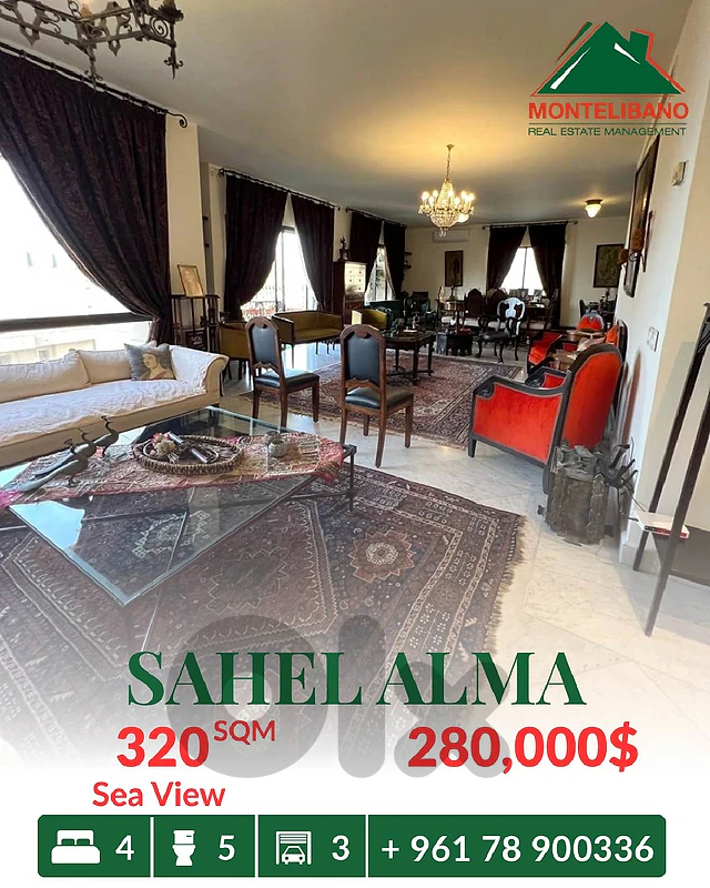 320 sqm Apartment For Sale in Sahel Alma with Sea View