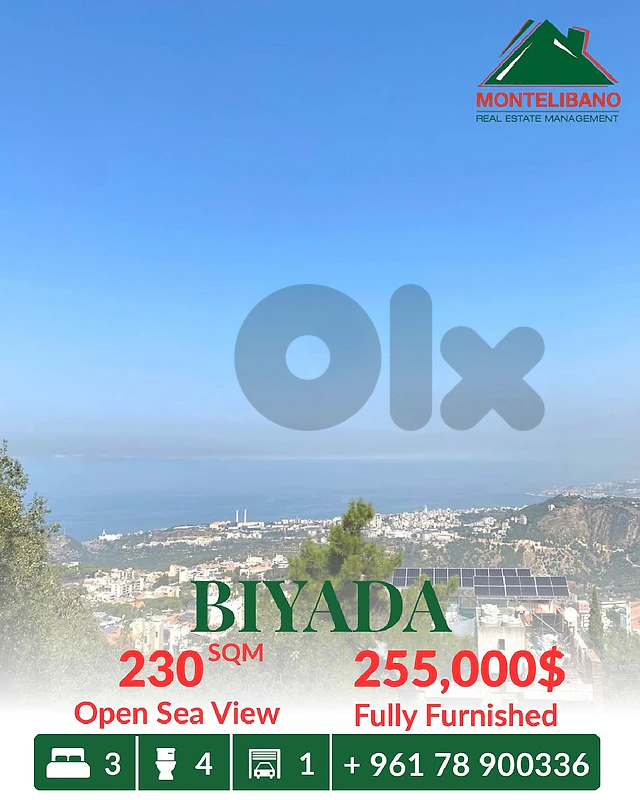230 sqm Apartment For Sale in Biyada بياضة with Open Sea View