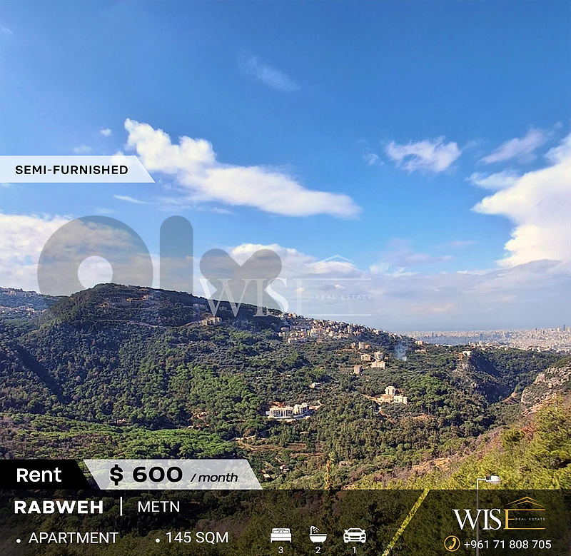 🏠 145 SQM Semi-Furnished Apartment for RENT in Rabweh!