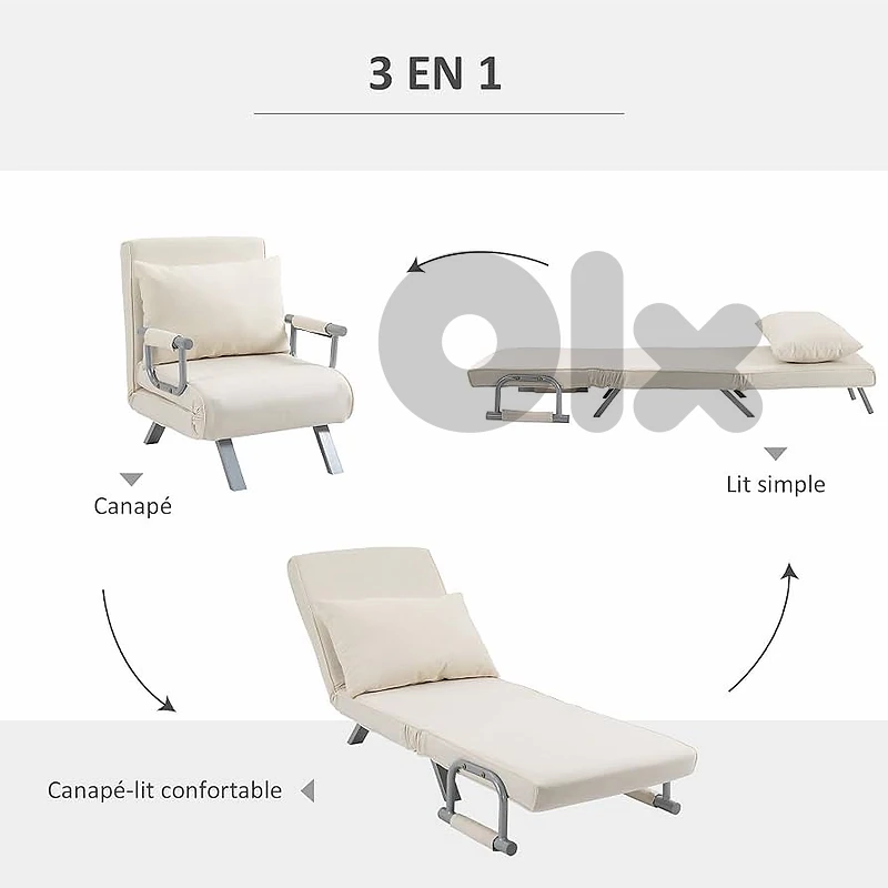 HOMCOM Single Seater Convertible Sofa