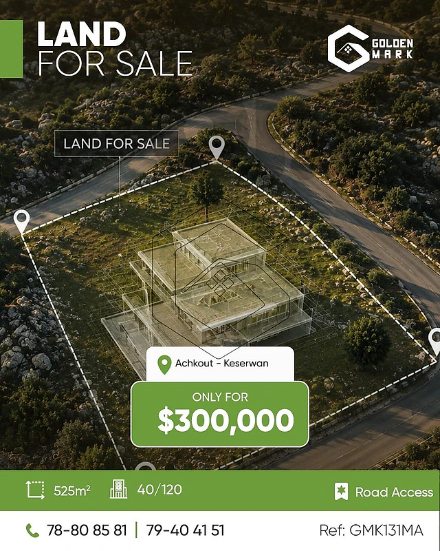 GMK131MA - Land For Sale In Achkout - أرض للبيع في عشقوت GMK131MA - Land For Sale In Achkout - أرض للبيع في عشقوت