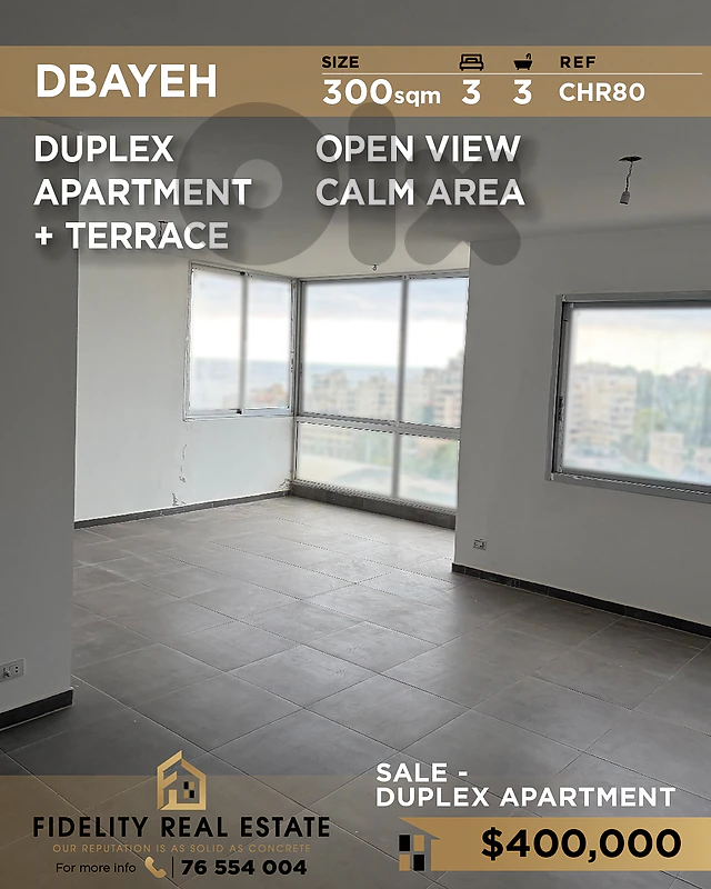 Apartment duplex sale in Dbayeh CHR80 شقة دوبلكس  للبيع في ضبية،