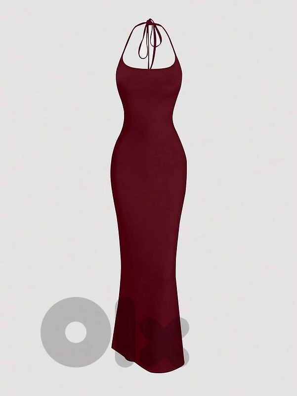 shein deep red halter dress (2 dresses available)