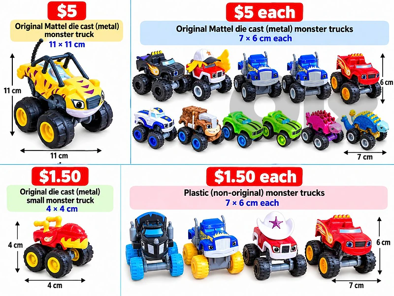 monster trucks different sizes for kids