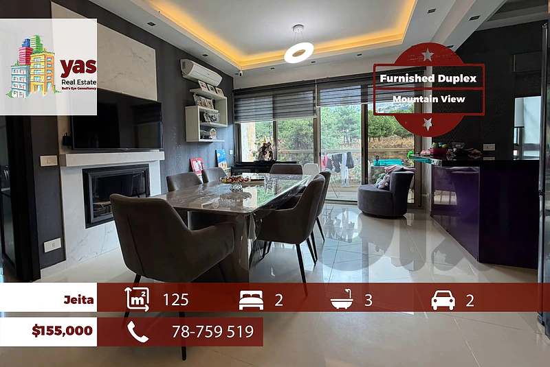 Jeita 125m2 | Furnished Duplex | Mountain View | Calm Street | EL