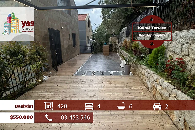 Baabdat 420m2 | 100m2 Garden | Rooftop duplex | View | TCH