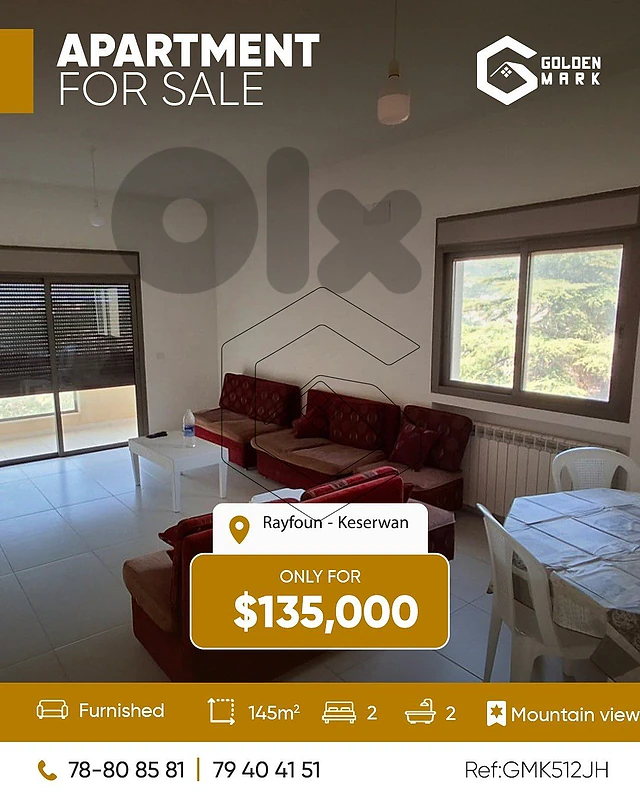 GMK512JH 🏷Appartment for sale in rayfoun -شقّة للبيع في ريفون