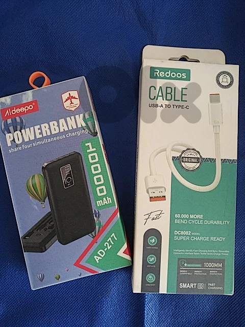 Four wire Power Bank 10000mAh + Cable USB-A TO TYPE-C