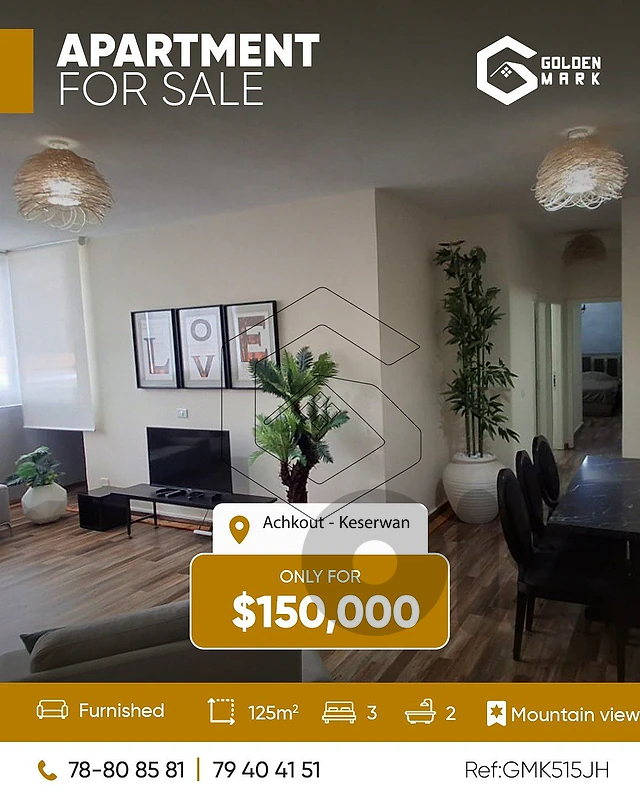 GMK515JH -  Apartment For Sale In Achkout  - شقّة للبيع في عشقوت
