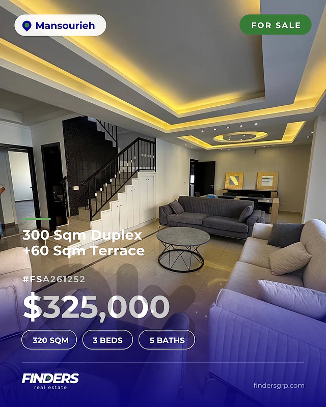Duplex for sale in Mansourieh! دوبلكس للبيع في المنصورية!