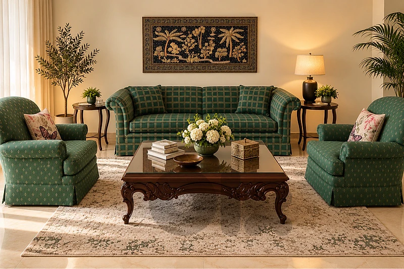Elegant 3-Piece Living Room Sofa Set – 4 Seater + 2 Armchairs