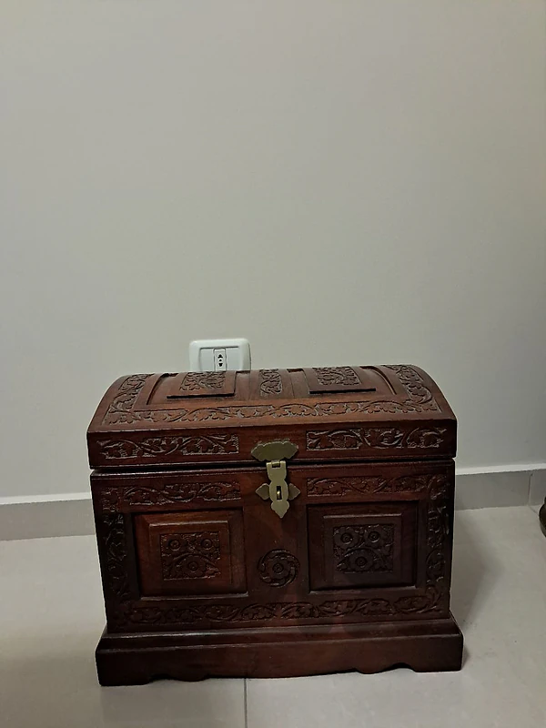 Vintage Hand-Carved Wooden Box