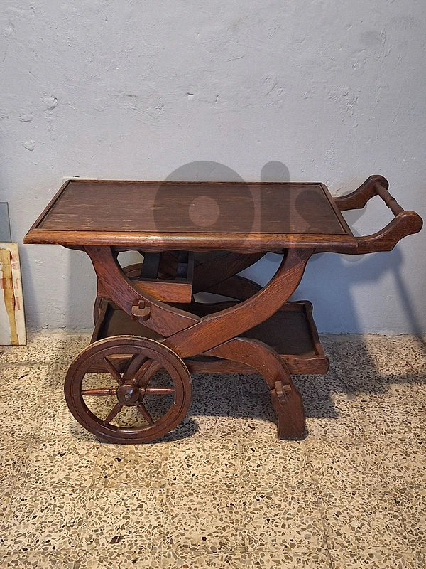 antique european trolley bar cart