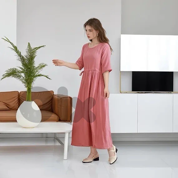 tie side pink modest dress