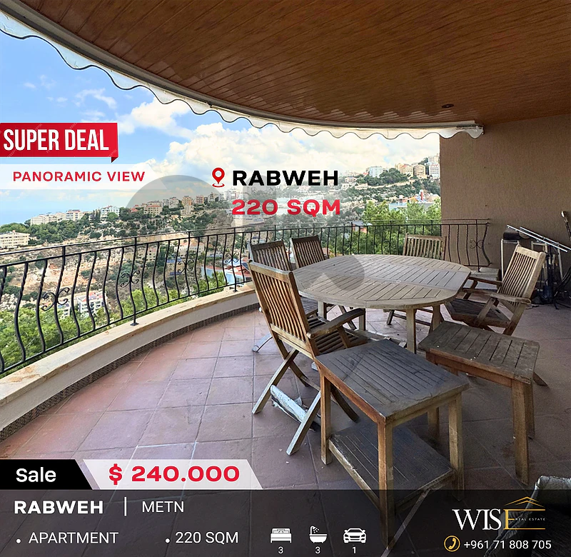 🏠 220 SQM Apartment for SALE in Rabweh!