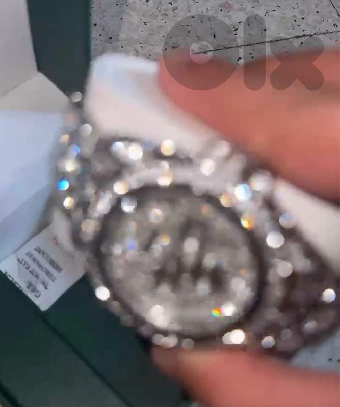 Rolex iced out full diamond glow in hand arabic dial