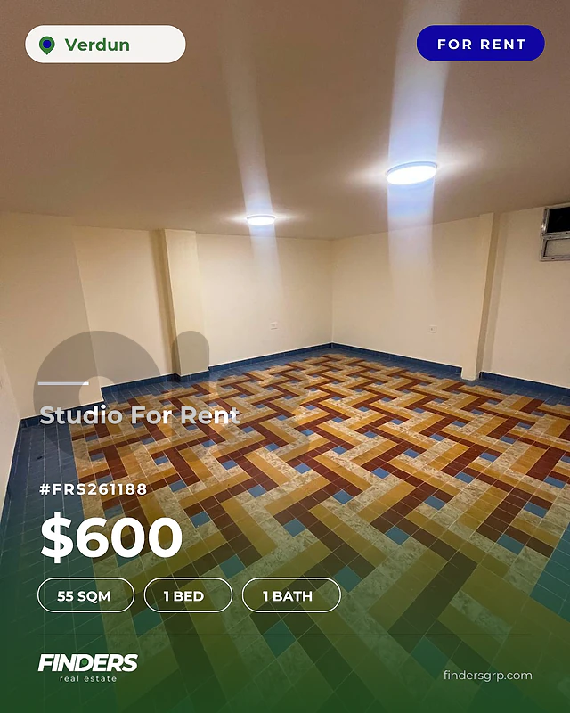 Studio for rent in Verdun! استوديو للإيجار في فردان!