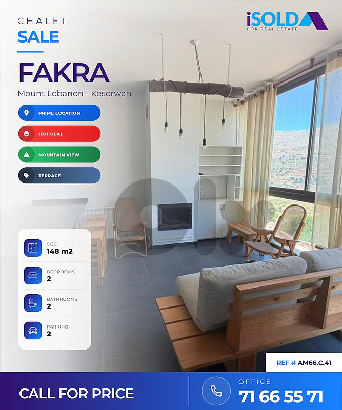 Chalet + Terrace for sale in faqra - شاليه للبيع في فقرا