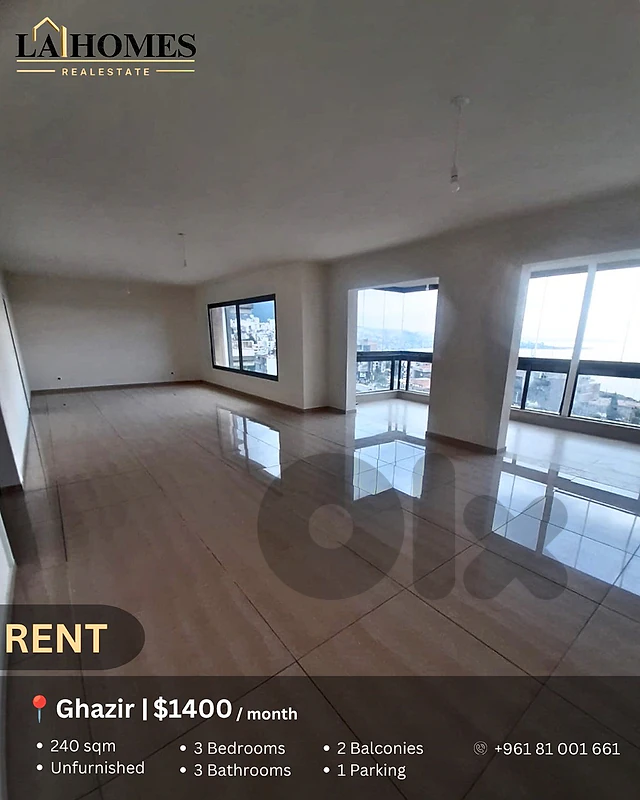 apartment for rent in ghazir شقة للايجار في غزير